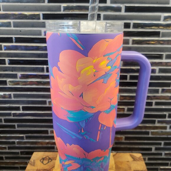 NEW CORKSICLE WATER JUICE BOTTLE TUMBLER 40 OZ FLOWER BLOOM STAINLESS STEEL - Picture 12 of 12